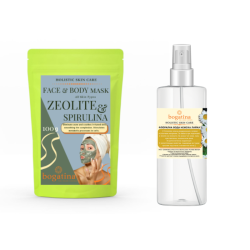 Пакет ЗЕОЛИТ - СПИРУЛИНА Маска 100 гр + ФЛОРАЛНА ВОДА Bogatina 250 ml