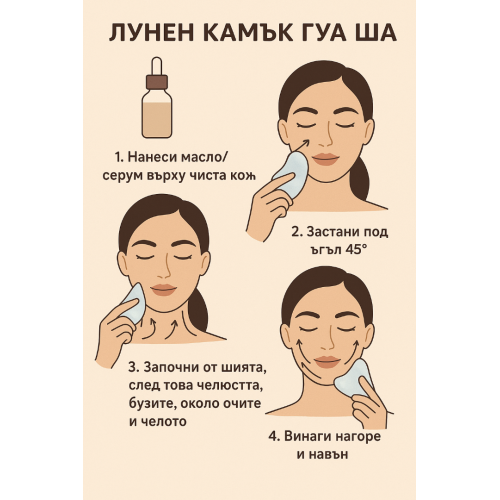 Лунен камък ГУА ША GUA SHA Bogatina за лице и тяло