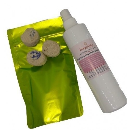 РУШУР КАМЪК за почистване 3 бр + ФЛОРАЛНА ВОДА Bogatina 250 ml